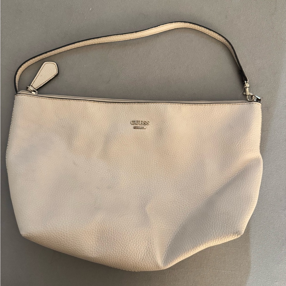 Guess Cream Hobo Shoulder Bag with Minimalist Design